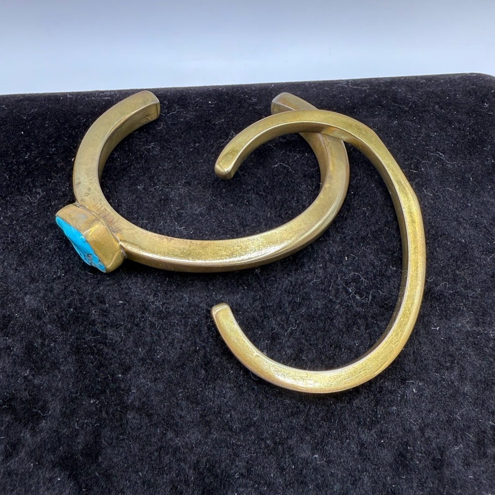 C. Griego Solid Brass Turquoise Cuff Bracelet Nav… - image 3
